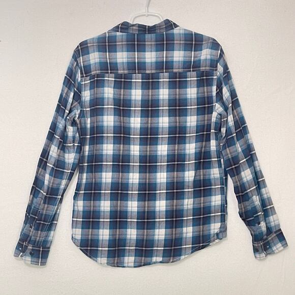 Brooklyn Calling NYC Button Down Shirt Mens Small Blue White Plaid Long Sleeve - Picture 8 of 11
